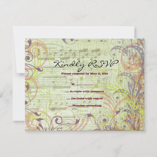 Tarjeta de respuesta MUSICAL RED POPPY Bat Mitzvah (Anverso)