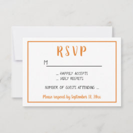 Tarjeta de respuesta naranja minimalista para boda