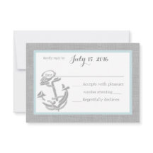 Tarjeta de respuesta náutica gris de anclaje