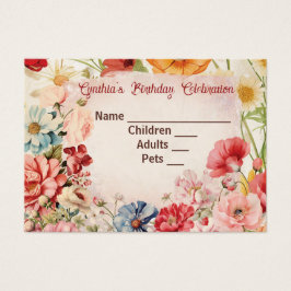 Tarjeta de respuesta o de mesa Floral de granja