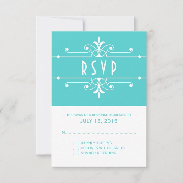 Tarjeta de respuesta ornamental Aqua Fancy (Anverso)