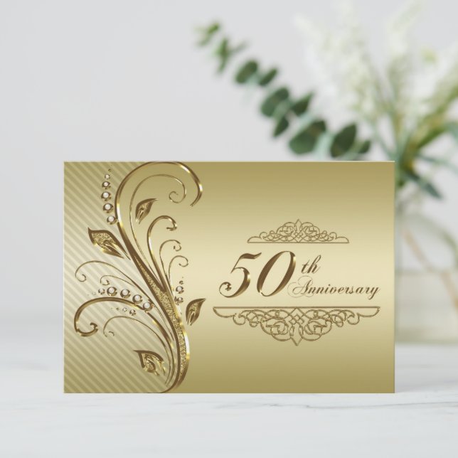 Tarjeta de respuesta para 50 aniversario de bodas (Anverso de pie)