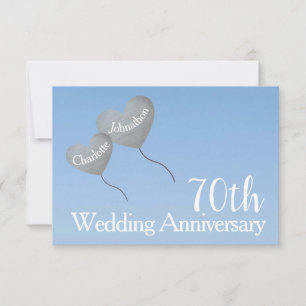 Tarjeta de respuesta para 70º aniversario de bodas
