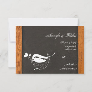 Tarjeta de respuesta para aves amorosas Chalkboard