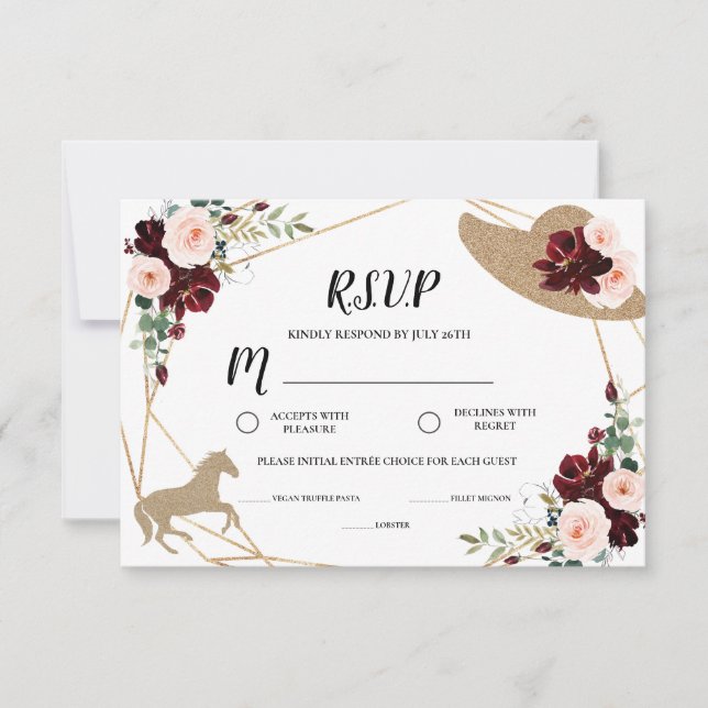 Tarjeta de respuesta para baby shower de Derby de  (Anverso)