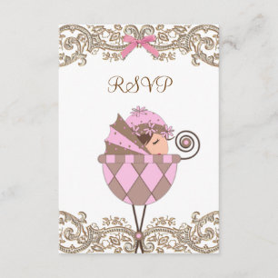 Tarjeta de respuesta para baby shower de niña con
