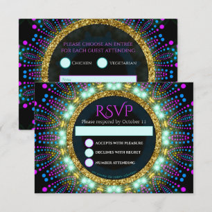 Tarjeta de respuesta para Bat Mitzvah Groovy Glow