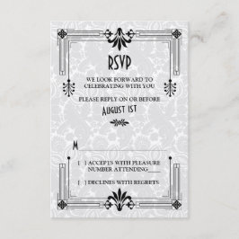 Tarjeta de respuesta para boda Art Déco de los fel