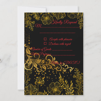 Tarjeta de Respuesta para Boda Black & Gold | Eleg