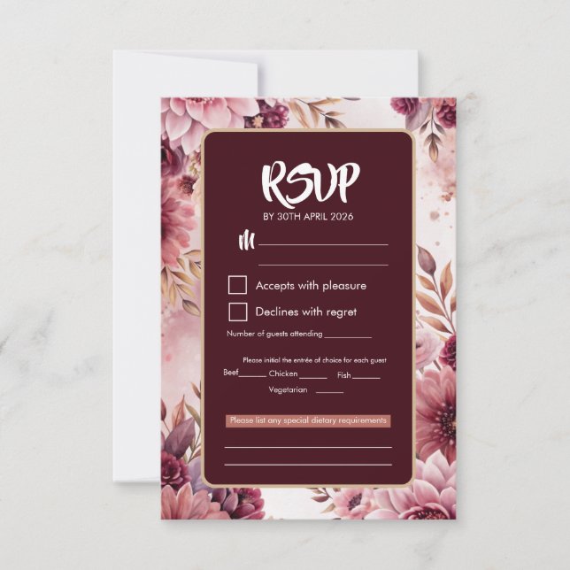 Tarjeta de Respuesta para Boda Boho Dreams Floral  (Anverso)