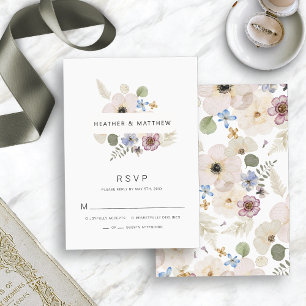 Tarjeta de respuesta para boda boho moderna