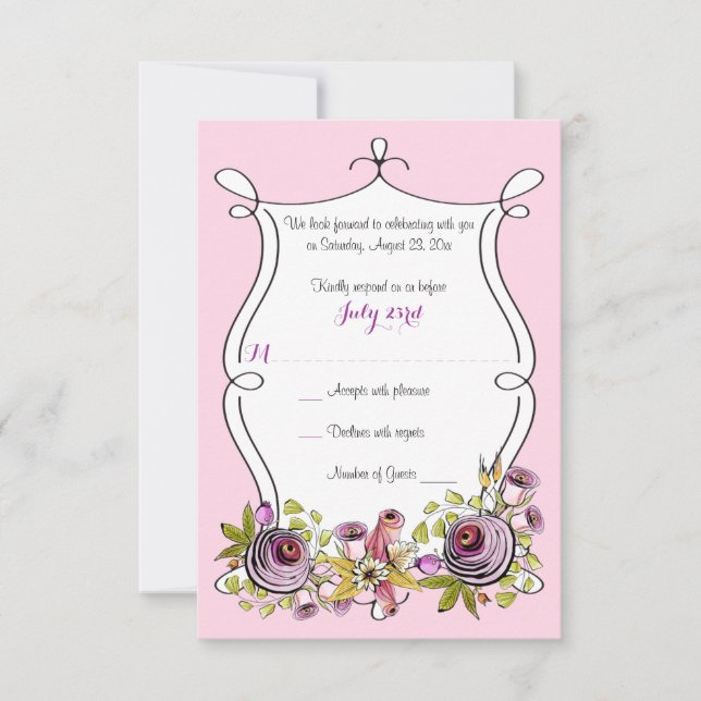 Tarjeta de Respuesta para Boda Caprichosa | Flores (Anverso)