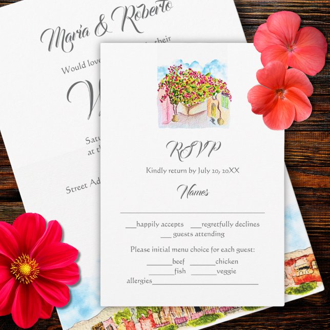 Tarjeta de respuesta para boda con acuarela de San (Subido por el creador)