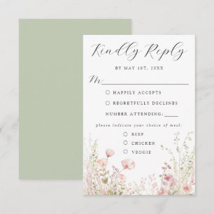 Tarjeta de respuesta para boda con diseño floral e