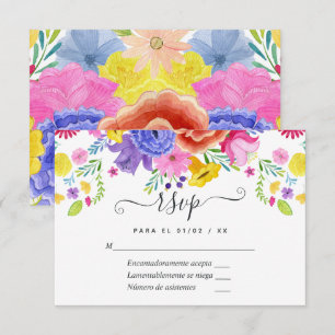 Tarjeta de respuesta para boda con fiesta floral e