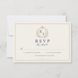 Tarjeta de respuesta para boda con monograma antig