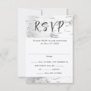 Tarjeta de respuesta para boda de abedul blanco co