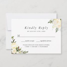 Tarjeta de respuesta para boda de flores de follaj