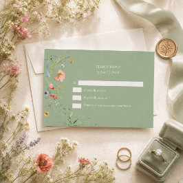 Tarjeta de respuesta para boda de flores silvestre