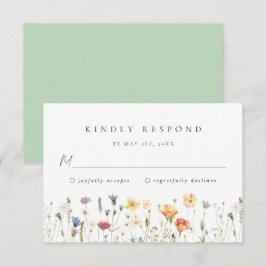 Tarjeta de respuesta para boda de flores silvestre