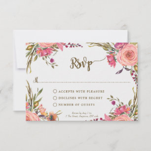 tarjeta de respuesta para boda de flores silvestre