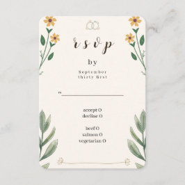 Tarjeta de respuesta para boda de flores silvestre
