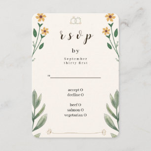 Tarjeta de respuesta para boda de flores silvestre