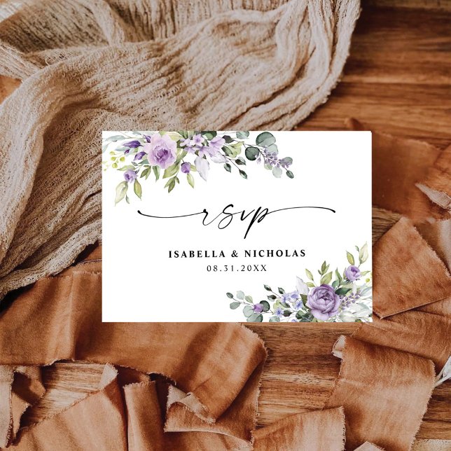 Tarjeta de Respuesta para Boda de Flores Violetas  (Subido por el creador)