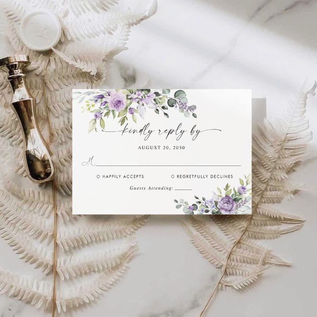 Tarjeta de Respuesta para Boda de Flores Violetas  (Subido por el creador)