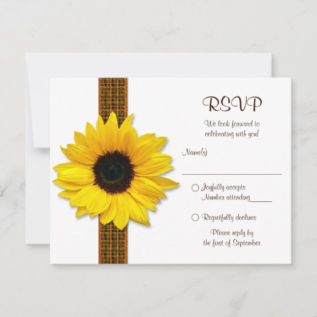 Tarjeta de respuesta para boda de girasoles (Anverso)