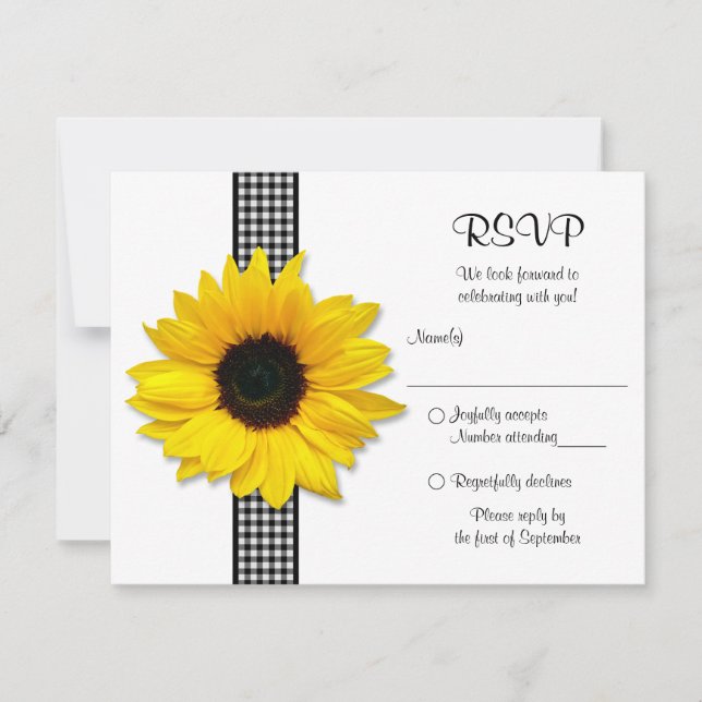Tarjeta de respuesta para boda de girasoles (Anverso)