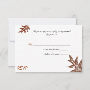 Tarjeta de respuesta para boda de hoja de roble rú
