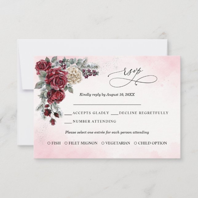 Tarjeta de respuesta para boda de invierno Frozen  (Anverso)