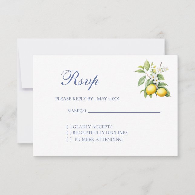 Tarjeta de respuesta para boda de limones (Anverso)