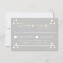 Tarjeta de Respuesta para Boda de Lujo Marfil y Pl