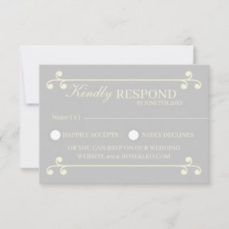 Tarjeta de Respuesta para Boda de Lujo Marfil y Pl