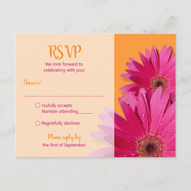 Tarjeta de Respuesta para Boda de Margarita Gerber (Anverso)