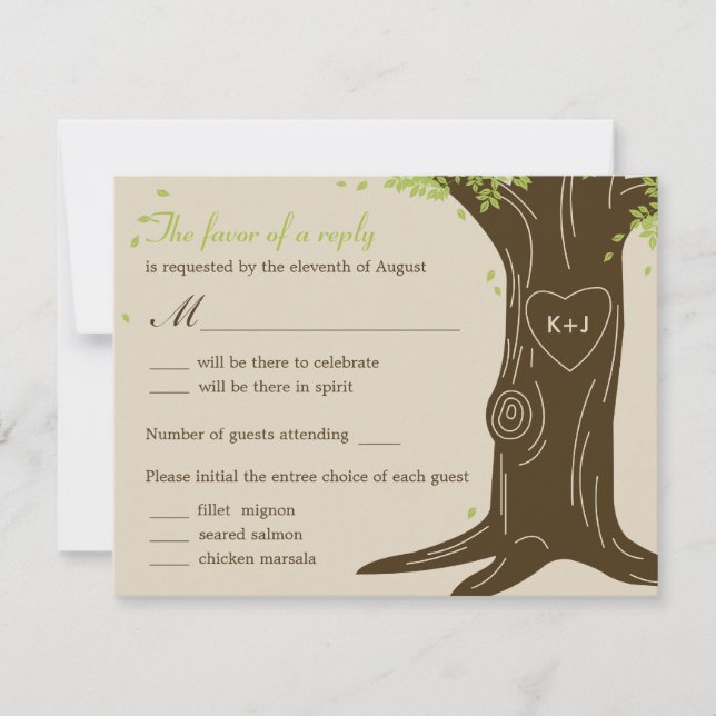 Tarjeta de respuesta para boda de Oak Tree con sel (Anverso)