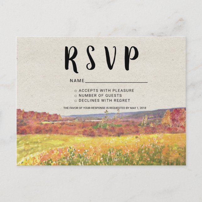 Tarjeta de Respuesta para Boda de Otoño Rústica (Anverso)