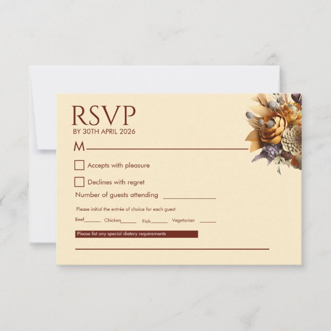 Tarjeta de Respuesta para Boda de Romance Clásico (Anverso)