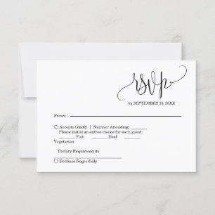 Tarjeta de respuesta para boda elegante