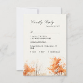 Tarjeta de respuesta para boda en bosque otoñal, B