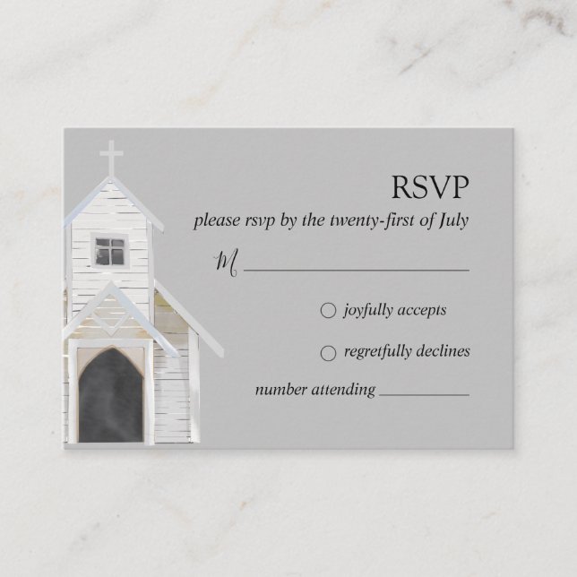 Tarjeta de respuesta para boda en iglesia (Anverso)