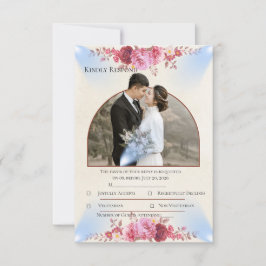 Tarjeta de respuesta para boda en iglesia Blush Ro