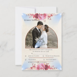 Tarjeta de respuesta para boda en iglesia Blush Ro