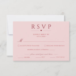 Tarjeta de respuesta para boda en rosa sonrojado c
