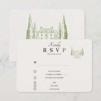 Tarjeta de respuesta para boda en villa italiana