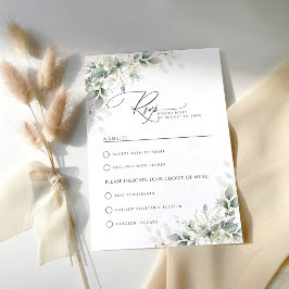 Tarjeta de respuesta para boda Eucalyptus Gold con