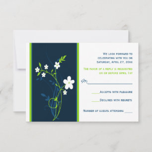 Tarjeta de respuesta para boda floral blanca y ver