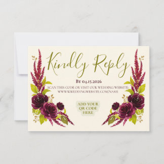 Tarjeta de respuesta para boda floral Chartreuse y